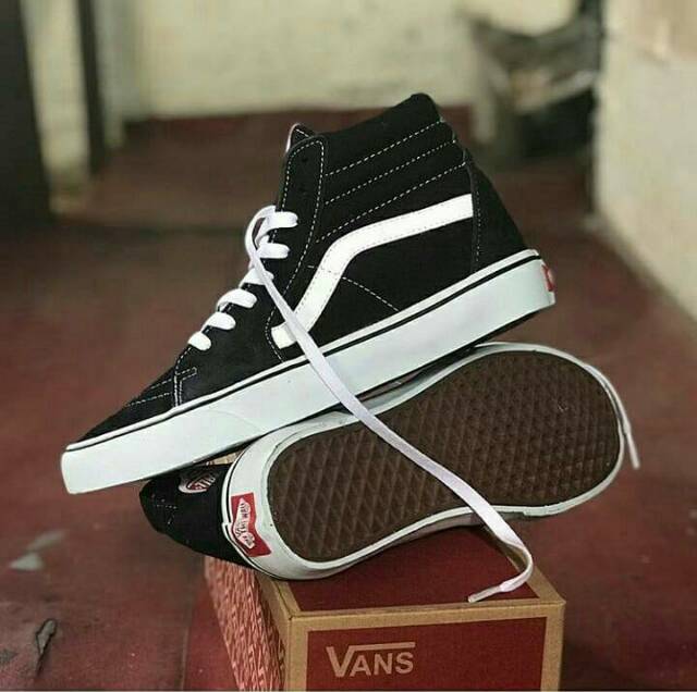 SEPATU WOLF X VANS AUTHENTIC FULL BLACK HITAM POLOS WHITE PUTIH OLDSKOOL ERA SK8-Hi Slipon Checkerboard