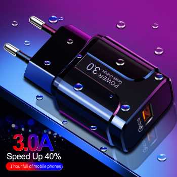 Charger USB 1 Port QC3.0 3A 18W EU Plug / Charger Usb 18 Watt Kepala Charger 3a / Adaptor Kepala Charger Kepala Casan Hp Colokan Usb Fast Charging / Colokan Charger Usb Colokan Charger Hp  Colokan USB 1 Port untuk Smartphone Berkualitas Murah Original