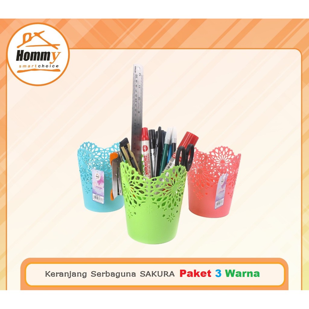 Sakura Keranjang Serbaguna Sakura Hommy isi 3 Pcs Tempat Sendok Sakura Basket Multifungsi