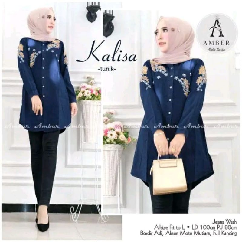 "COD" Tunik Jeans Terbaru Tunik Jeans Kalisa Remaja Tunik Wanita  Dewasa