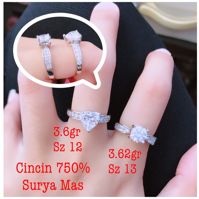Cincin emas putih 750%