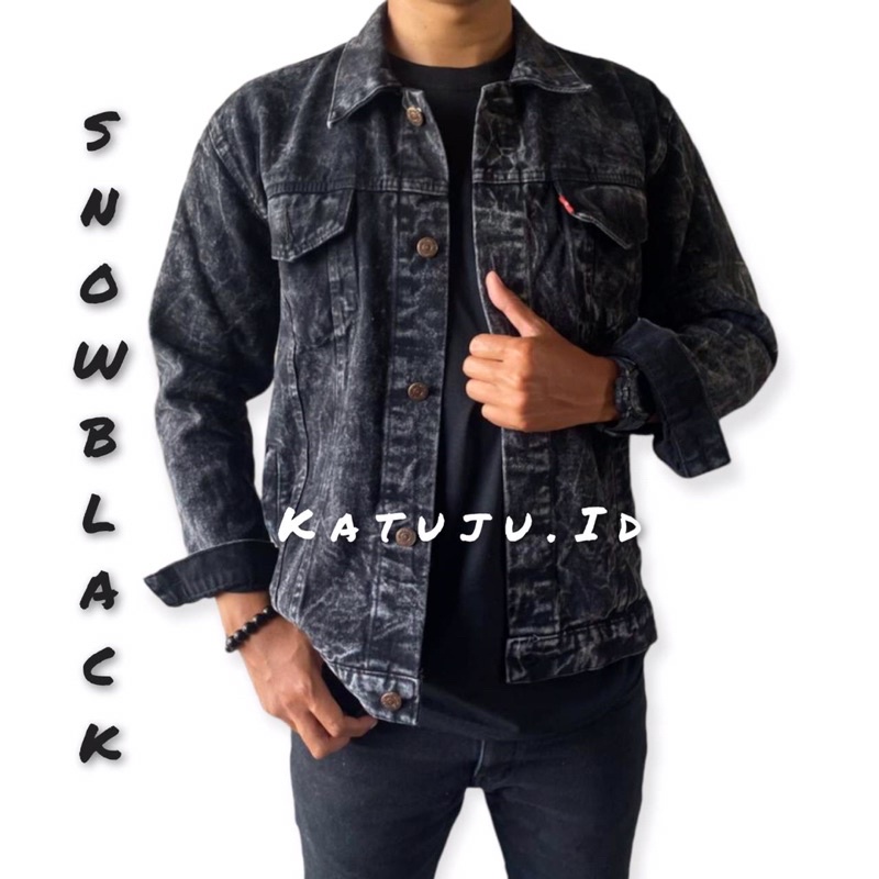 Jaket Jeans Pria wanita | Jaket Jeans Snowblack Premium quality