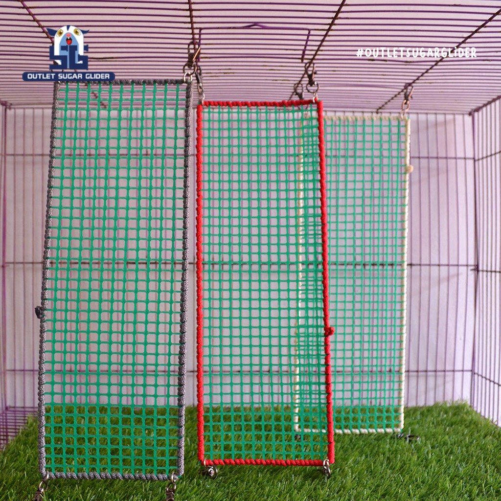 CLIMBING NET MAINAN PANJAT HEWAN HIASAN KANDANG - SUGAR GLIDER / TUPAI - 32 X 10 CM, NET HIJAU