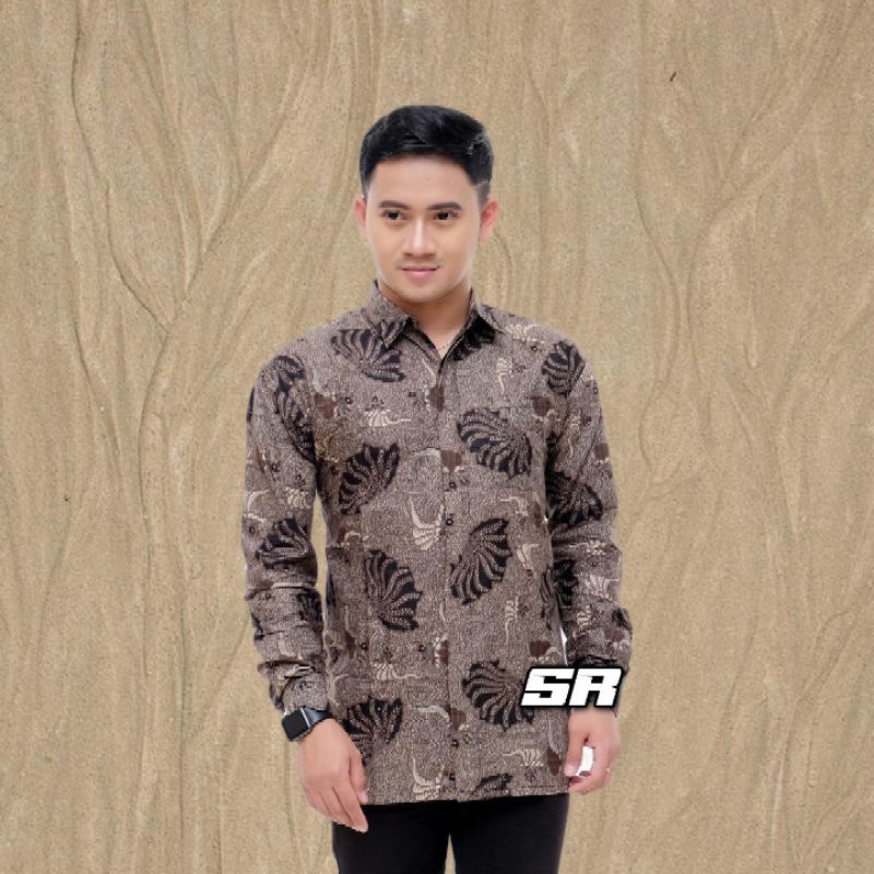 Kemeja Batik Pria Lengan Panjang Baju Batik Pria Motif Kerang