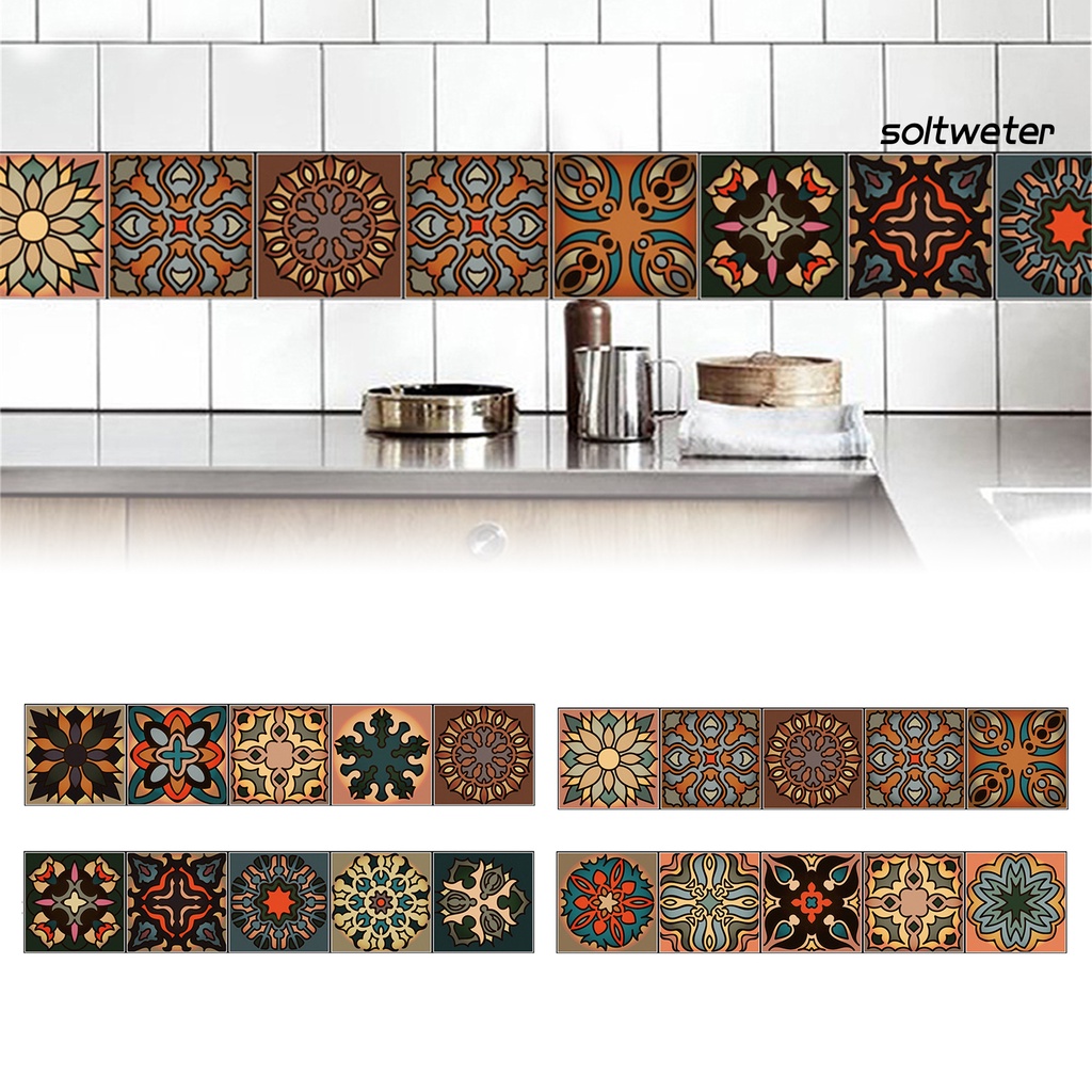 St Tile Decals Creative Heavy Color Self Adhesive Moroccan Style Tiles Wall Sticker For Kitchen Shopee Indonesia