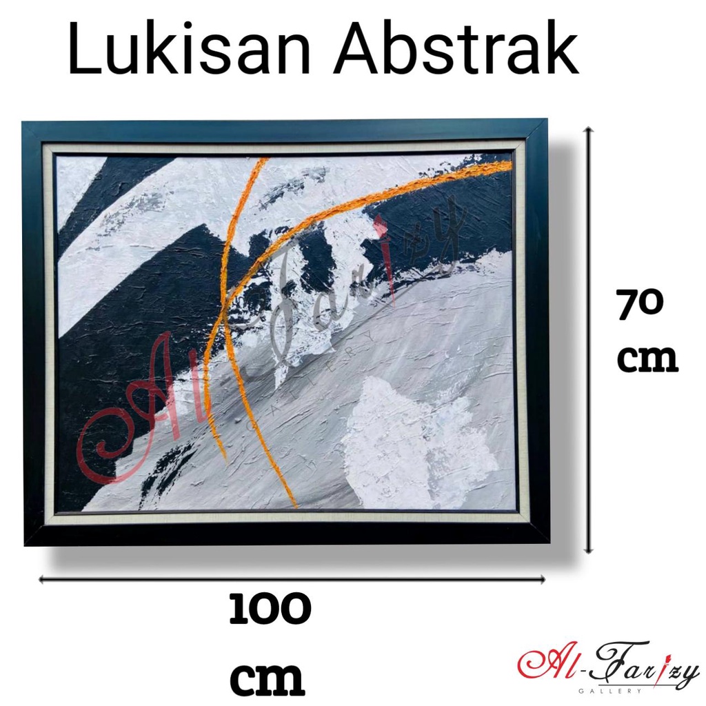 Lukisan abstrak Tekstur Unik Minimalis Kanvas Ukuran 100x70 cm lengkap dengan Frem