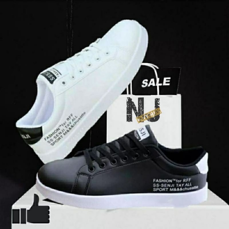 attarshoes sepatu sneakers import hitam putih terbaru SENJI 02.