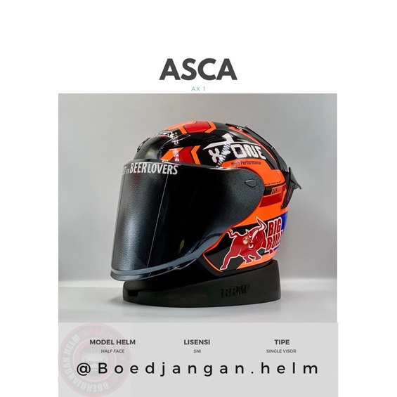 HELM ASCA X1 MOTIF ANT ORANGE/BLACK - ASCA X1 - ASCA PAKET GANTENG - HELM ASCA HALF FACE ORIGINAL