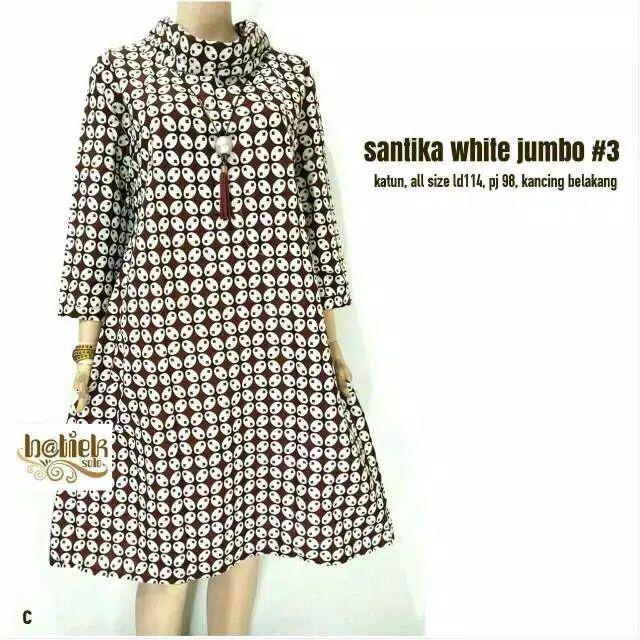 Xxxl Ld 116 Santika White Jumbo Tunik Batik Tunic Batik Big Size Seragaman Batik Kerja Besar Kantor