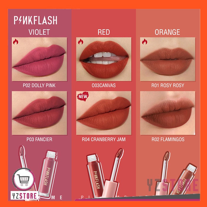 PINKFLASH Matte Lipstik Lipcream Waterproof Lembut Tahan Lama YZ157