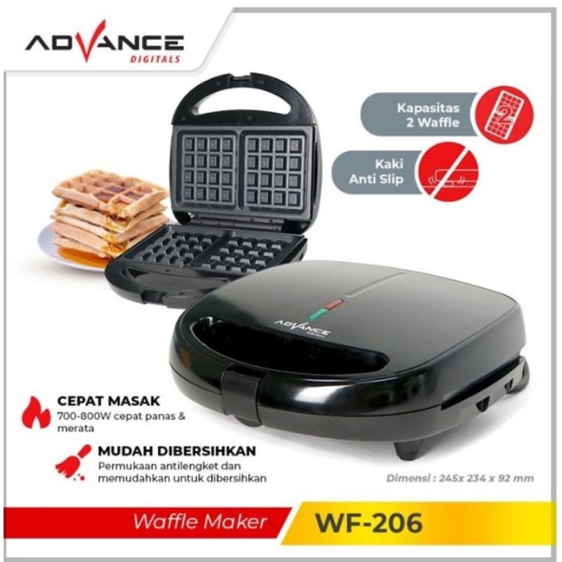 Advance WF-206 Pemanggang Roti Waffle Listrik 2 Slot