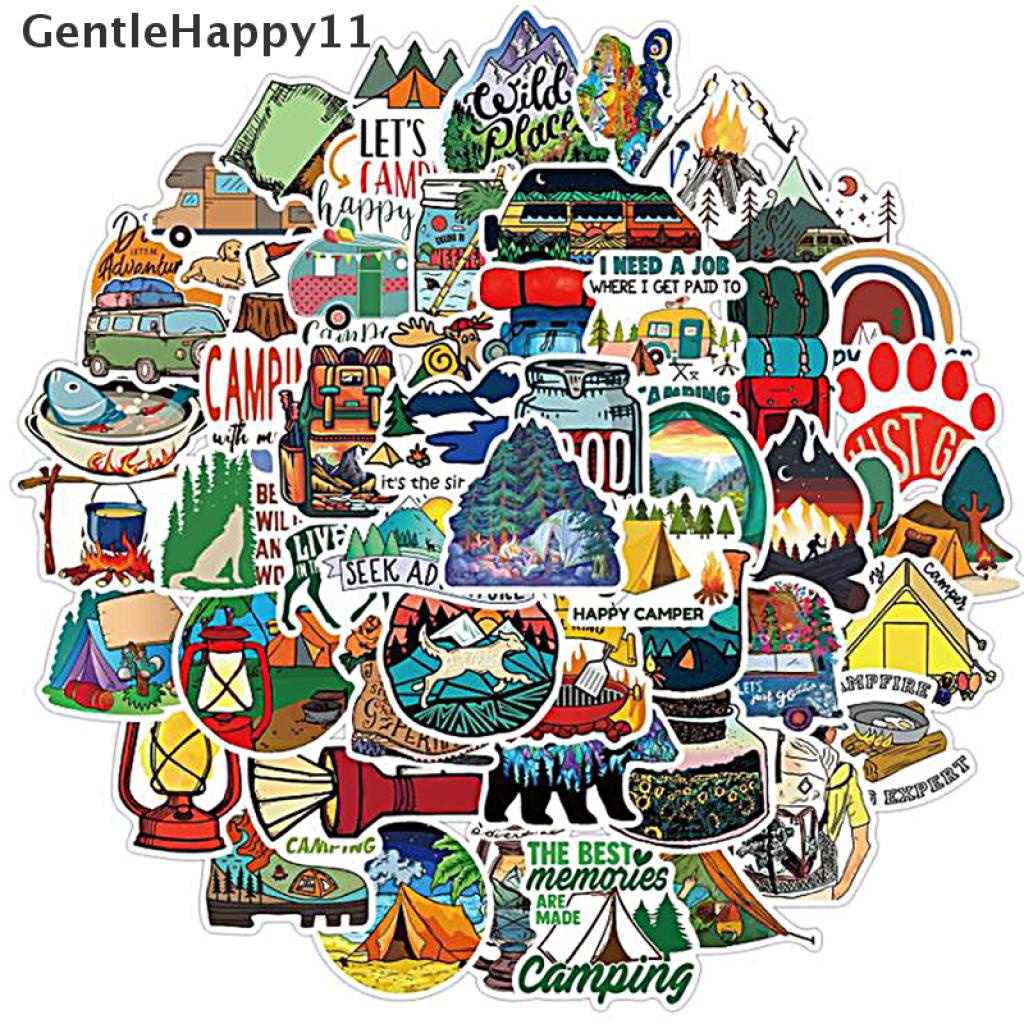 Gentlehappy 50Pcs Stiker Graffiti Bahan PVC Untuk Gitar / Travel / Camping / Outdoor