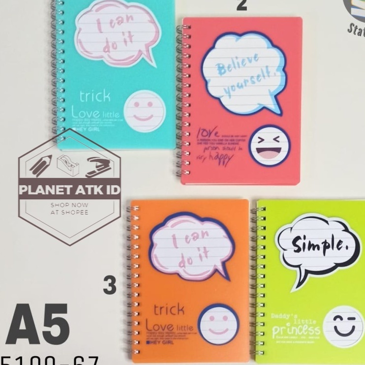 

Notebook Spiral A5-80Lbr/Buku Spiral/Catatan/Diary/Ring Book/Notes
