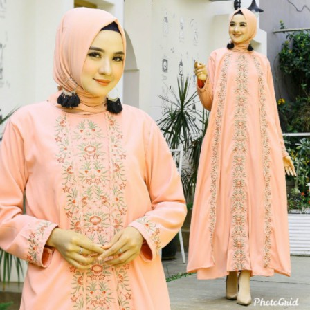 Baju Gamis Muslim Terbaru 2020 2021 Model Baju Pesta Wanita kekinian Bahan Babydoll Kondangan remaja