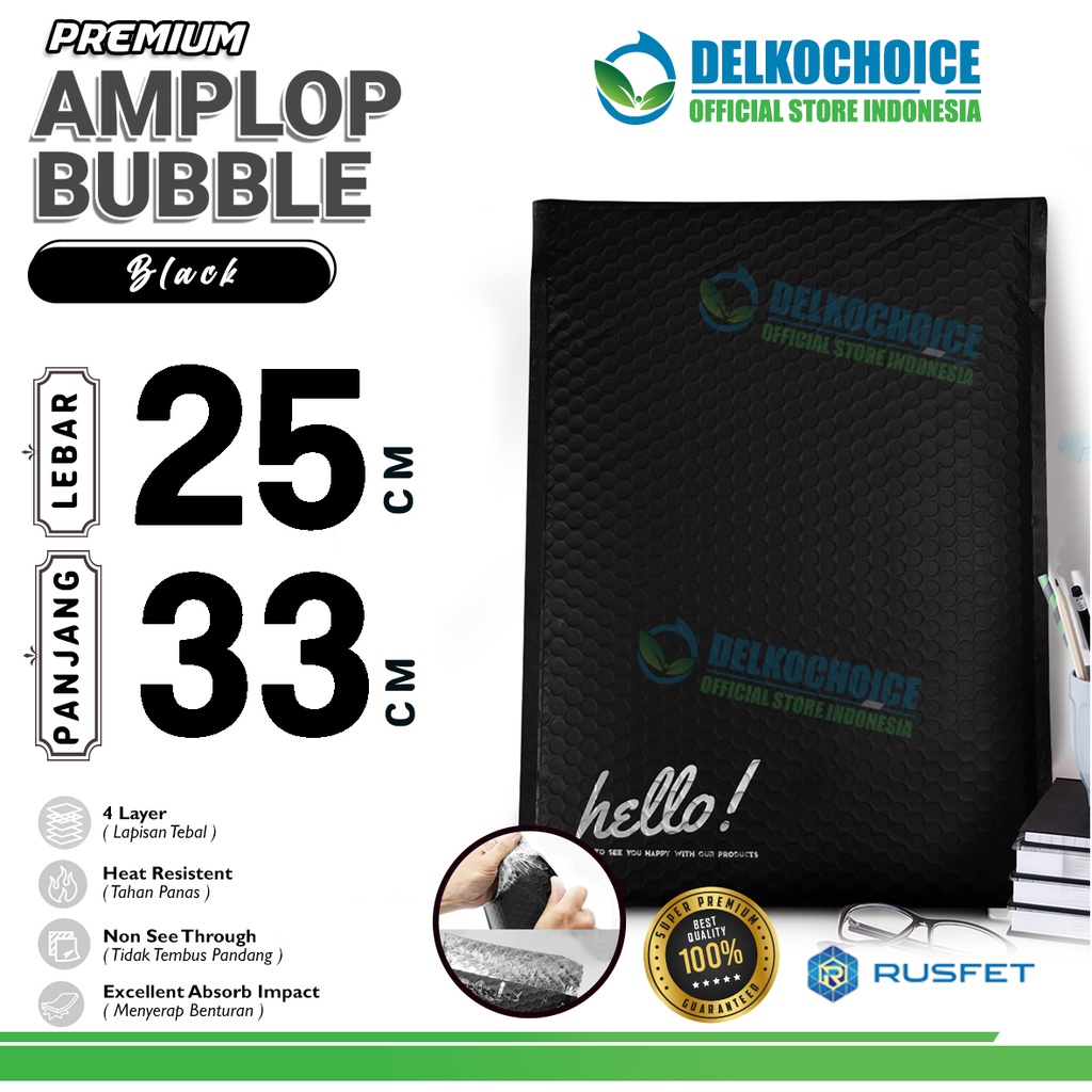 

Amplop Bubble Mailer BLACK 25x33cm Bubblewrap HITAM Packing Online Envelope Rusfet PREMIUM / SATUAN