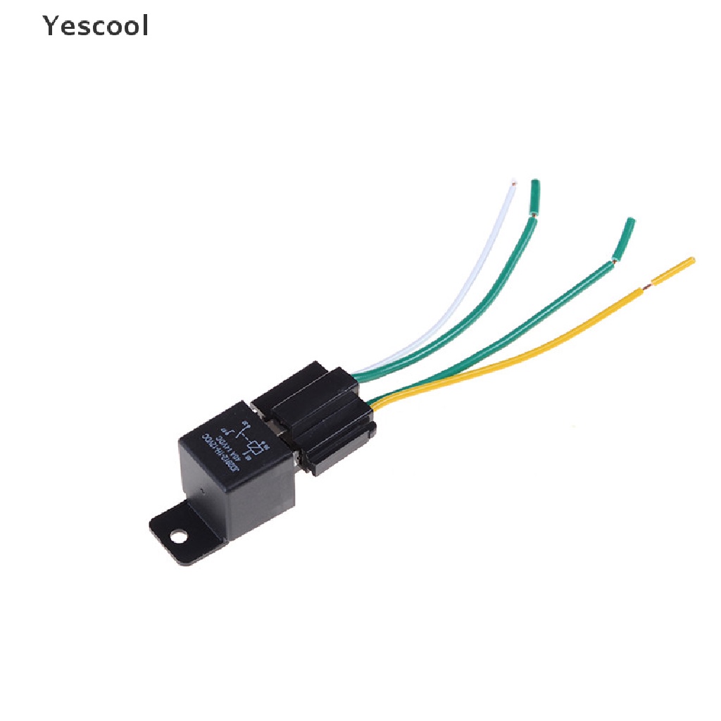 Yescool 2 Set Relay DC 12V 40A 4 Pin 4 Kabel Dan Socket 40amp Untuk Mobil