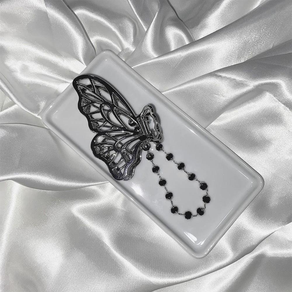 Agustina Kupu-Kupu Rambut Cakar Fashion Perhiasan Gadis Panjang Rumbai Rantai Cinta Hati Penant Persegi Panjang Kepiting Klip