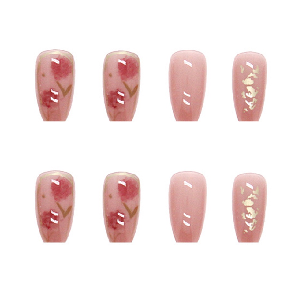 R415 24pcs Kuku Palsu Kuku Palsu Buatan Matte French Nail