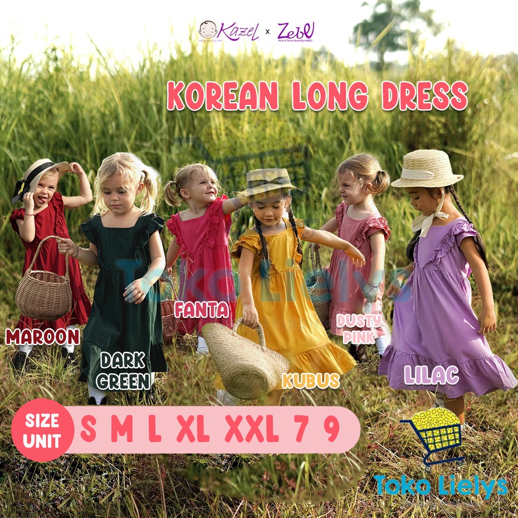 Kazel x Zebe Korean Long Dress Kazel Korea Dress Kazel Dress Anak BS