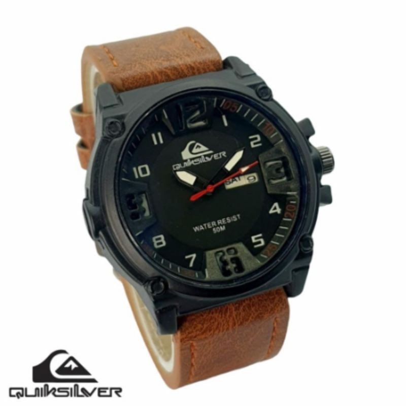 JAM TANGAN PRIA QUIKSILVER ANALOG SPORTY STRAP KULIT