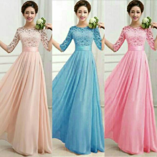 Dress Magnum Dress Brokat Ceruty Dress Pesta Gaun Wanita Dress Fashion Korea