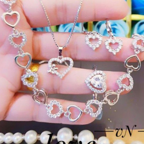 1 set perhiasan wanita silver  123u