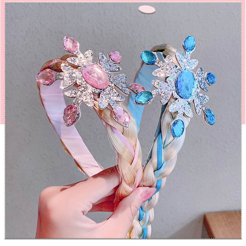 Bando Anak Rambut Wig Kepang Style Princess Frozen
