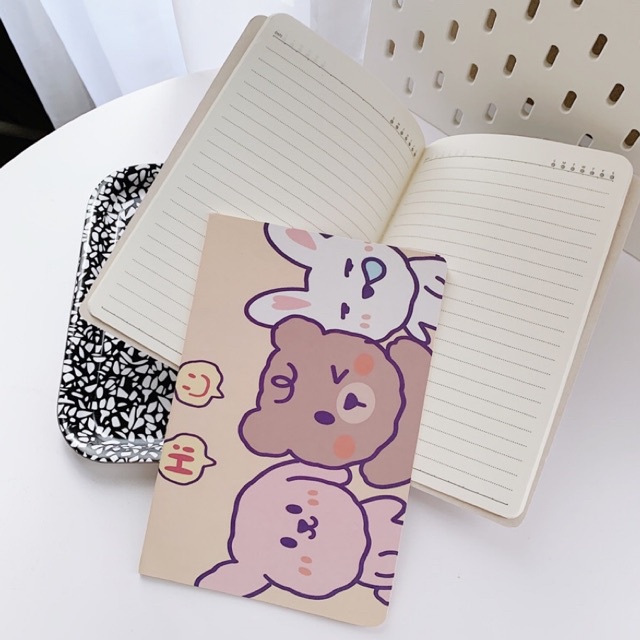 

Notebook Buku Tulis A5 Bergaris Aesthetic Lucu Bear Flowers