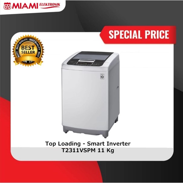 Mesin Cuci LG T2311VSPM / Top Loading LG 11KG Inverter T 2311VSPM