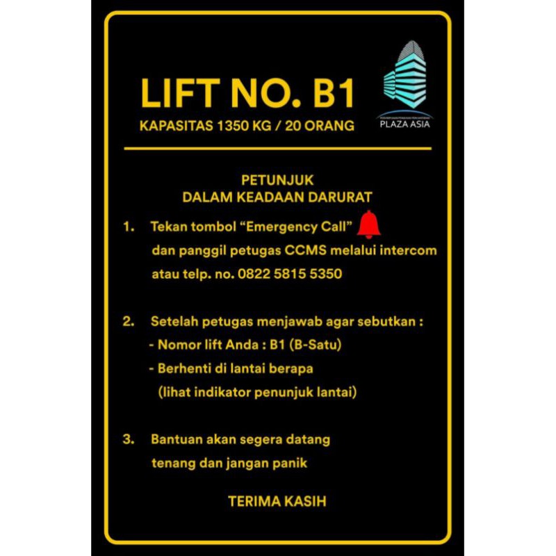 

STIKER VINYL SAFETY LIFT 10x15CM