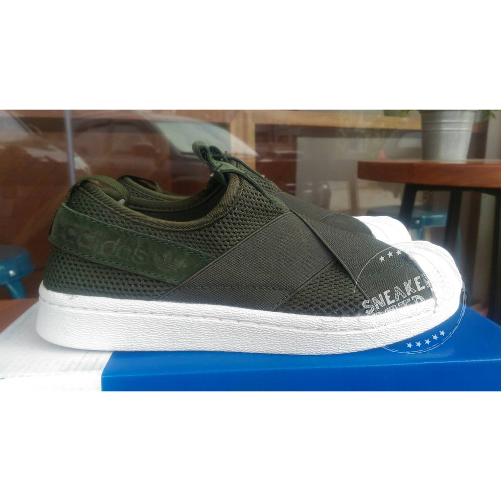 Sneakers casual adidas superstar slipon primeknit olive green