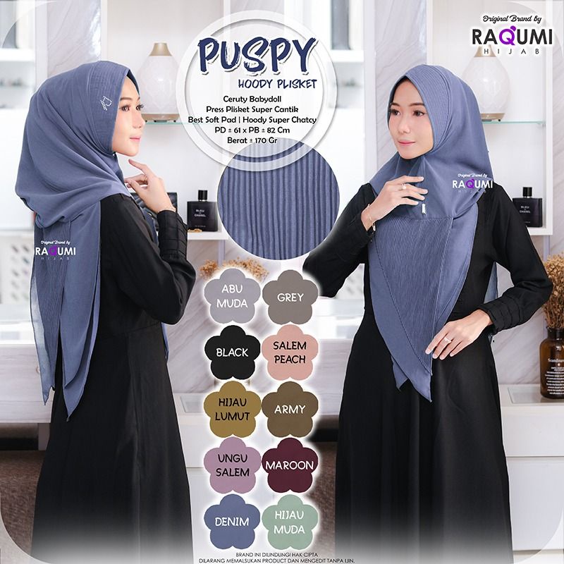PUSPY HOODY PLISKET Ori RAQUMI Hijab