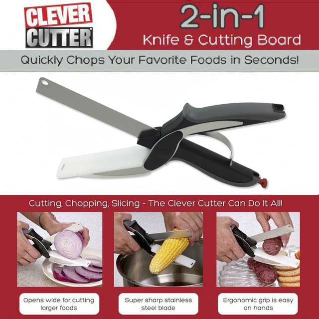 CLEVER CUTTER 2 IN 1 / PISAU GUNTING TALENAN MULTIFUNGSI GUNTING SAYUR PISAU DAPUR 400gr