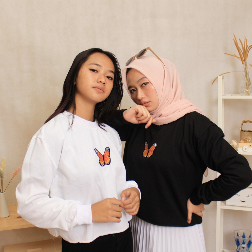CROOP  TOP BUTERPLAY BORDIR // SWEATER CROP WANITA