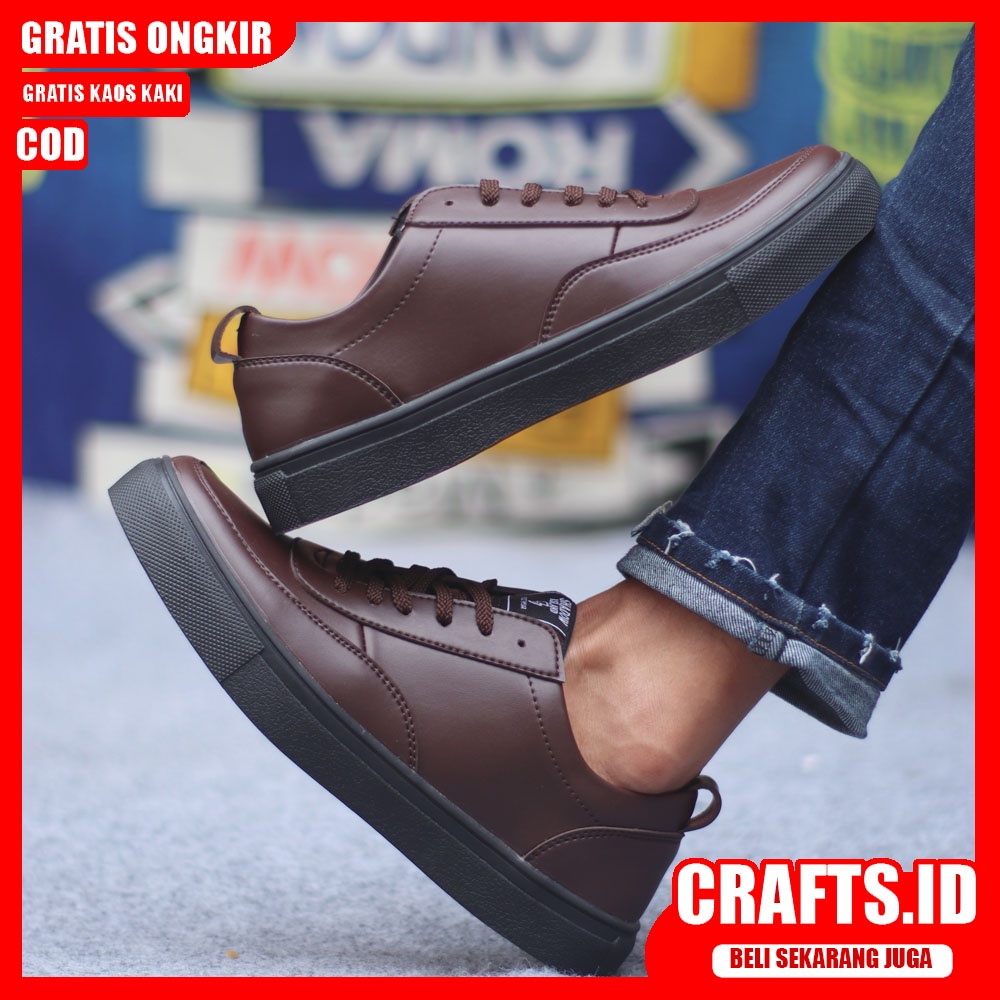 CRAFTS X ROVER Sepatu Kasual Pria Sepatu Casual Kulit Pu Ori Sepatu Kerja Cowo/Cowok Sneaker Sepatu Kerja Kantor Kondangan Keren Murah