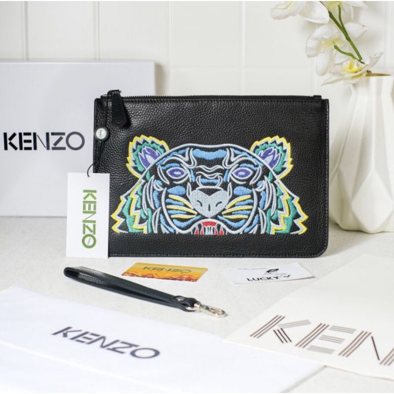 Kenzo Tiger Colorful A4 Clutch Leather - ORIGINAL 100%