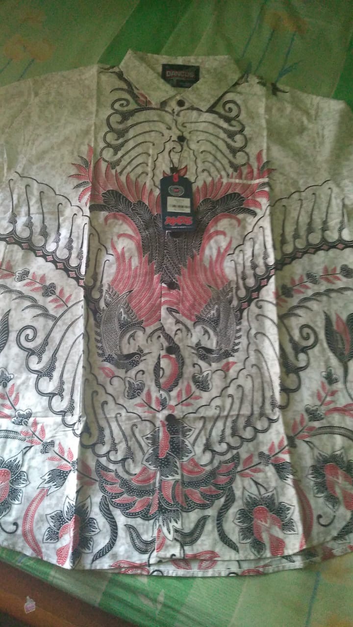 Kemeja Batik Pria Atasan Batik Modern Lengan Panjang Merah 2102.874.1