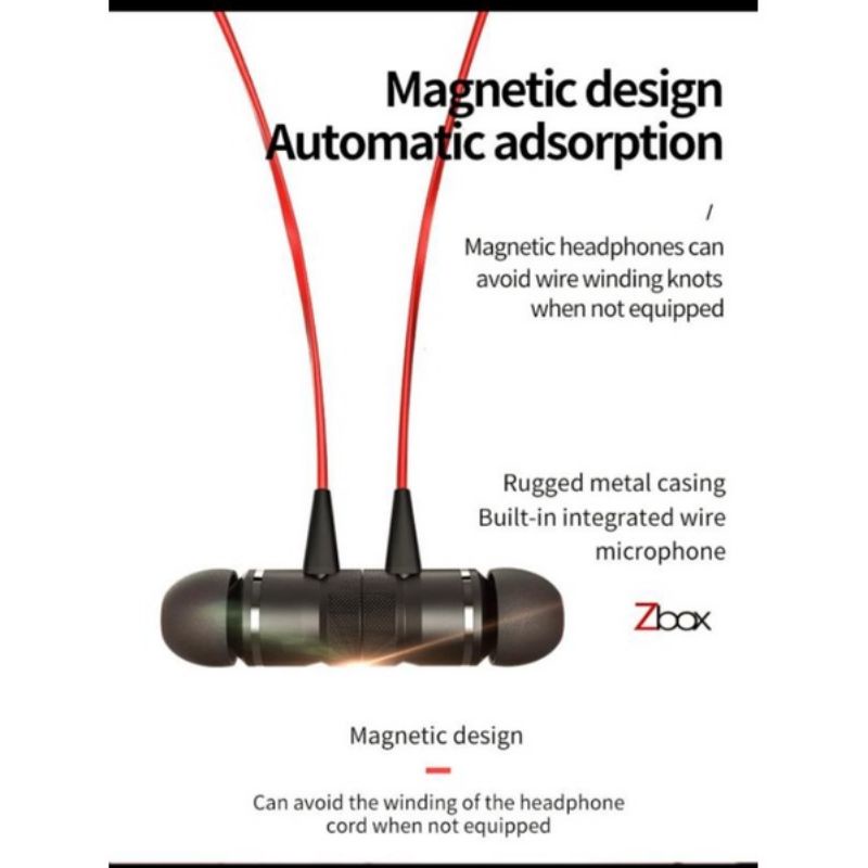 [SG-888] Headset Wireless Magnetic Earphone Bluetooth Sport By Zboox