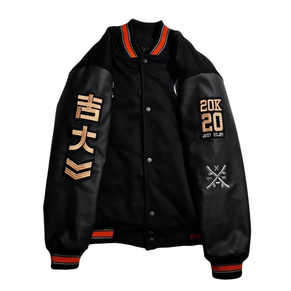 Jaket Varsity Baseball Unisex  The Tiger Black Full Bordier Original SLVHX