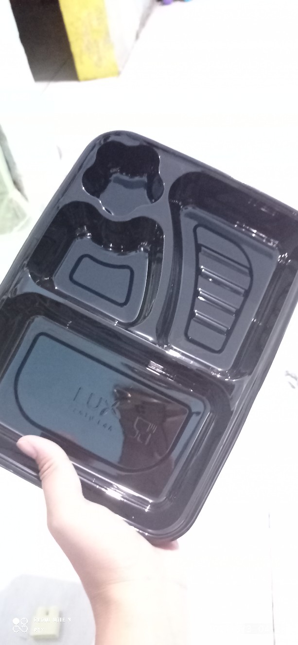 Mika Bento 4 Sekat Isi 25bj Warna Hitam / Box Bento/ Mika Lunch Box/tray Bento/food Container