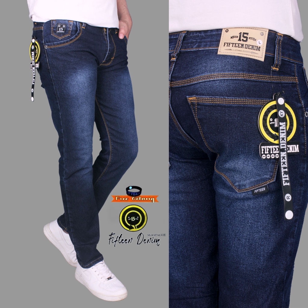 Celana Jeans  panjang pria slimfit Fifteen Casual Premium Quality