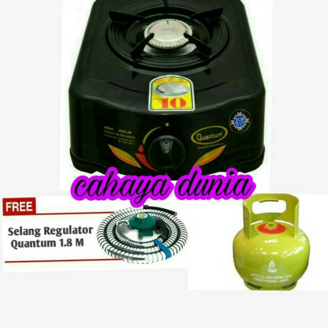 Quantum Kompor Gas 1 Tungku + Selang paket Quantum + Tabung Gas 3kg