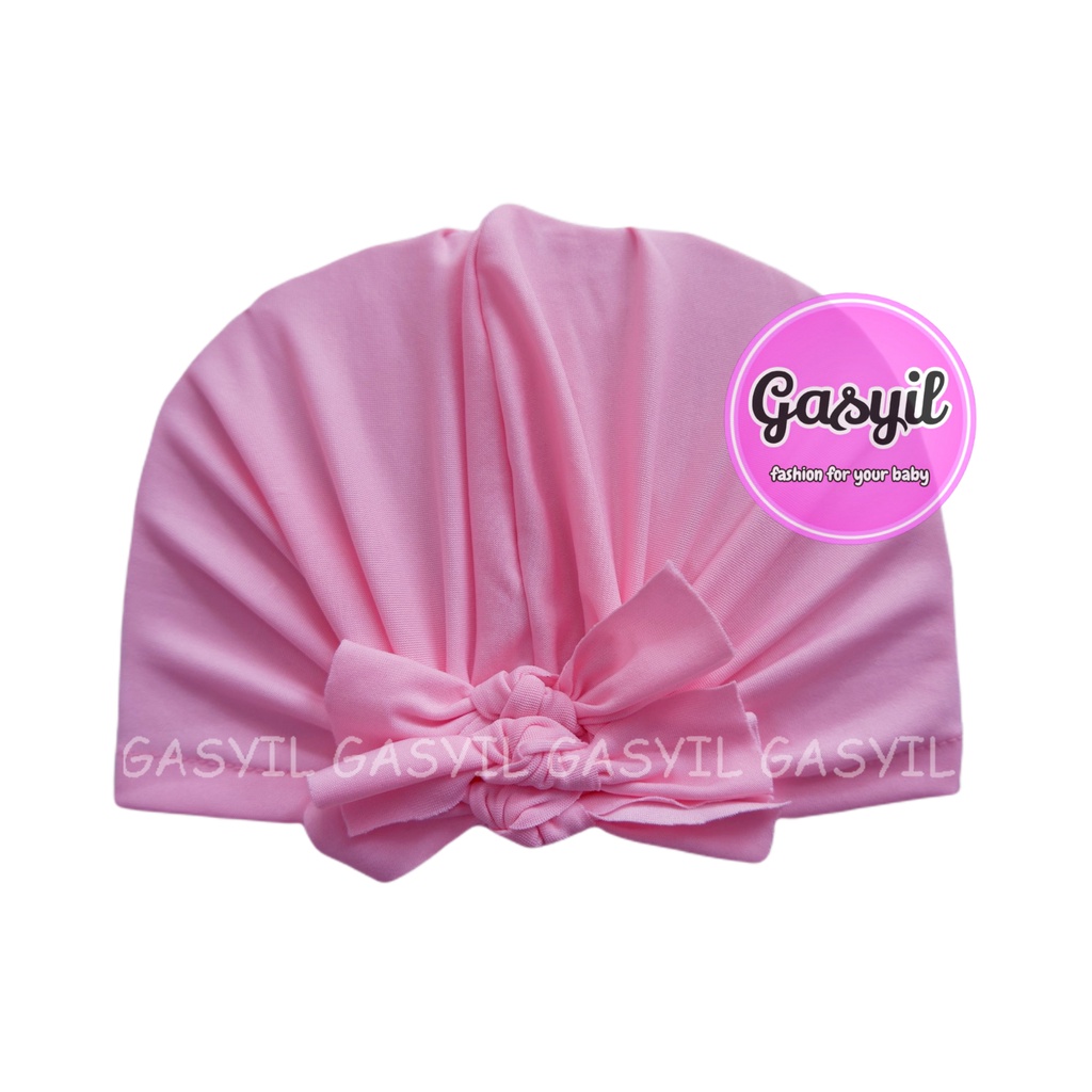 GASYIL Turban Bayi Ikat 3 / ciput baby non anting / topi anak perempuan-Pink