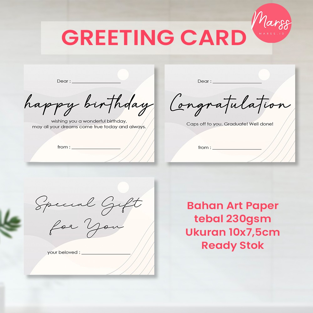 [ Marss.id ] - Greeting Card Kartu Ucapan Ulang Tahun Wisuda Gift Kado Custom Card