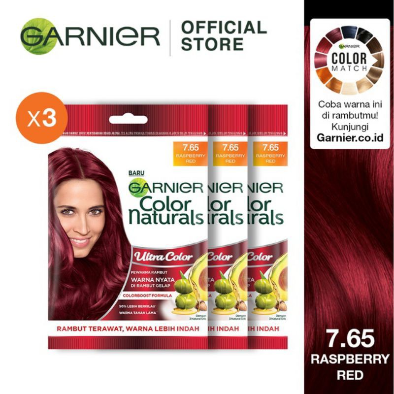 Garnier Hair Color Natural Ultra Color Merah Raspberry - 3 pcs
