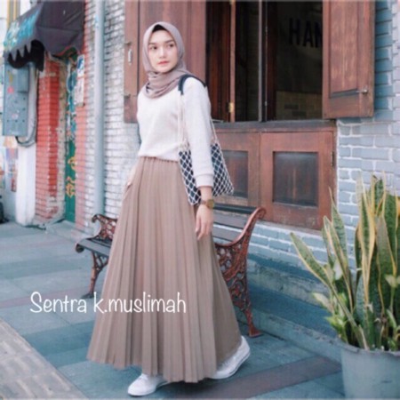 VS - ROK PLISKET MURAH PRISKET PLEATED SALE POLOS REMPEL MUSLIMAH SKIRT ABG FLARE SKIRT MAYUNG FLOWY