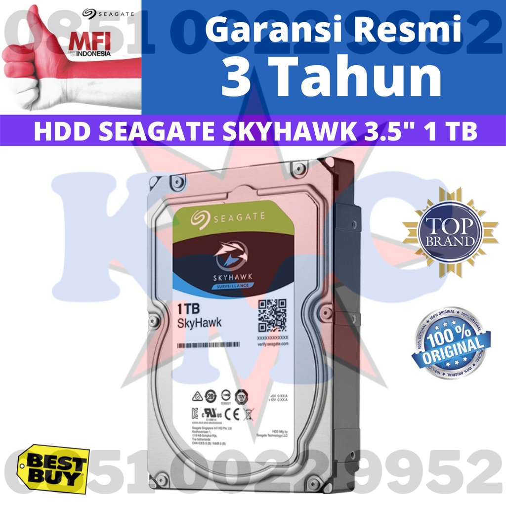 SEAGATE SKYHAWK HDD HARDISK CCTV 1TB RESMI