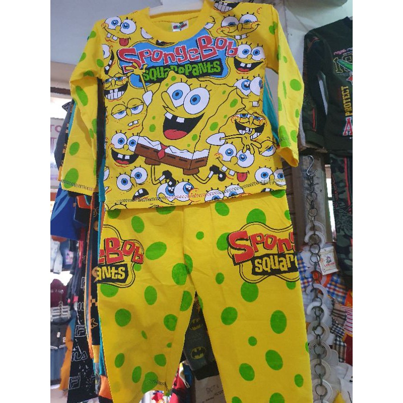 SETELAN BAJU ANAK SPONGEBOB SQUAREPANTS KARTUN UMUR 1-9 THN