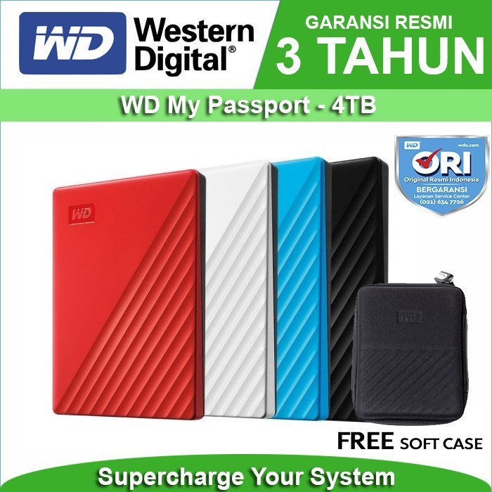 WD My Passport 4TB External HDD Portable 4TB - 3 years warranty