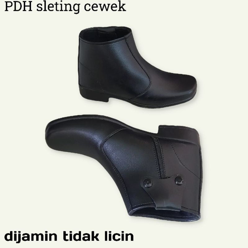 sepatu wanita/ sepatu PDH cewek/ sepatu PDH sleting/ sepatu dinas/ sepatu security cewek/ sepatu satpam wanita